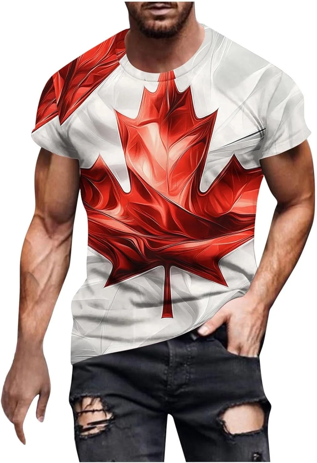 

Футболка Canada Day с принтом Maple Leaf, мужская, короткий рукав