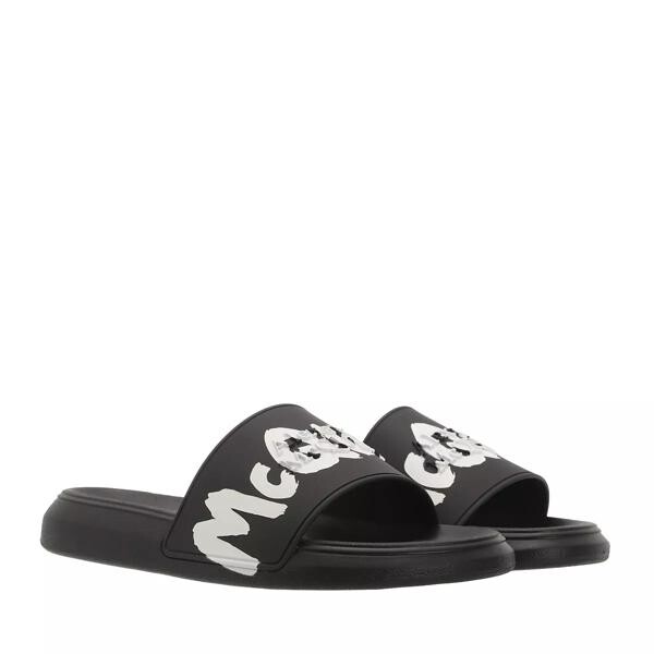 

Сандалии beach sandal slides rubber black/white Alexander Mcqueen, черный