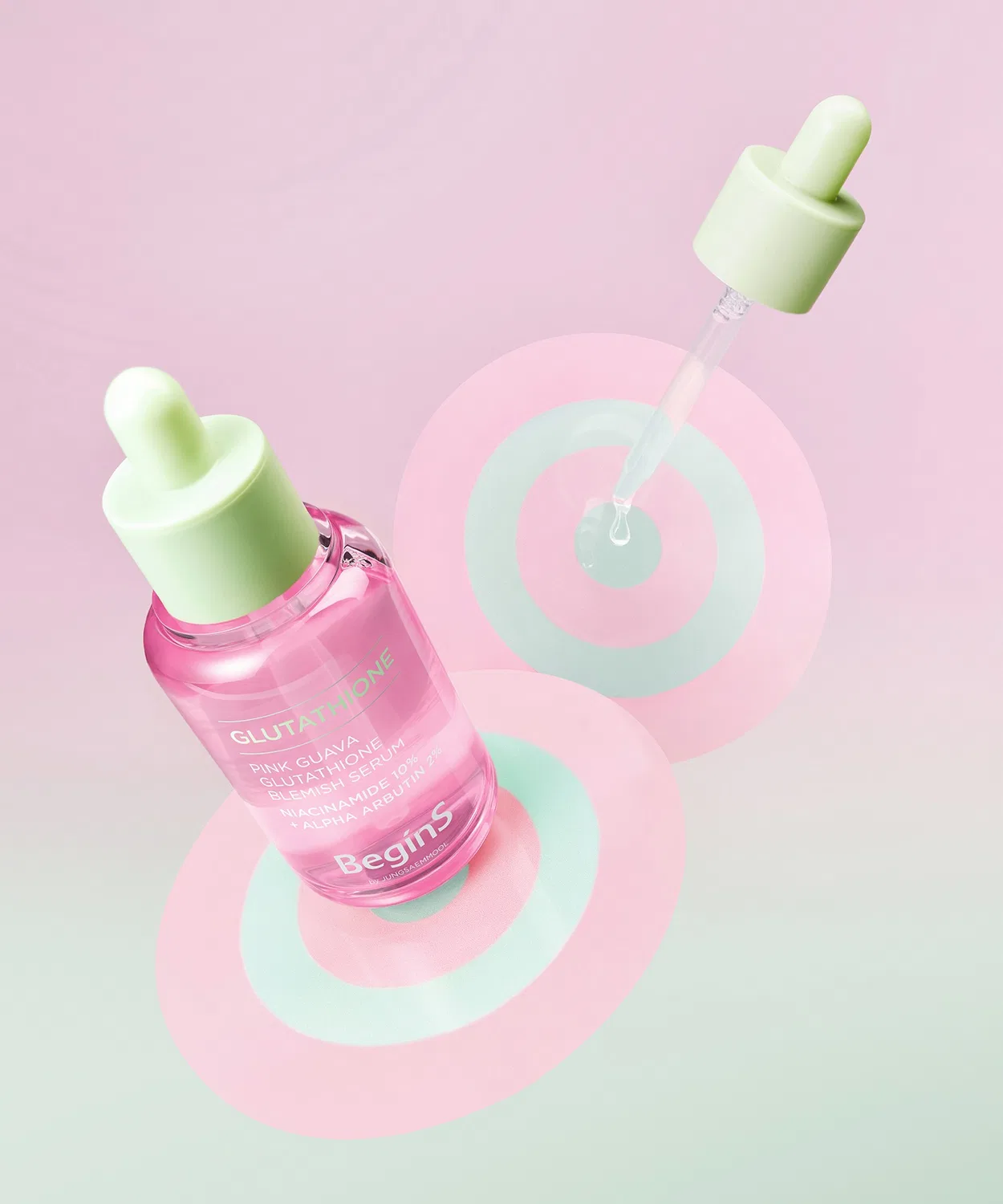 Набор сыворотки осветляющей BeginS by JUNG SAEM MOOL Pink Guava Glutathione Blemish, 30 мл + сменный блок 30 мл — фото 4