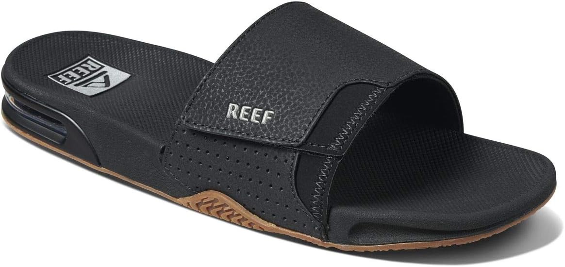 Мужские сандалии REEF Fanning Slide с открывалкой для бутылок, поддержкой свода стопы, прочной подошвой, водостойкие, черный — фото 2