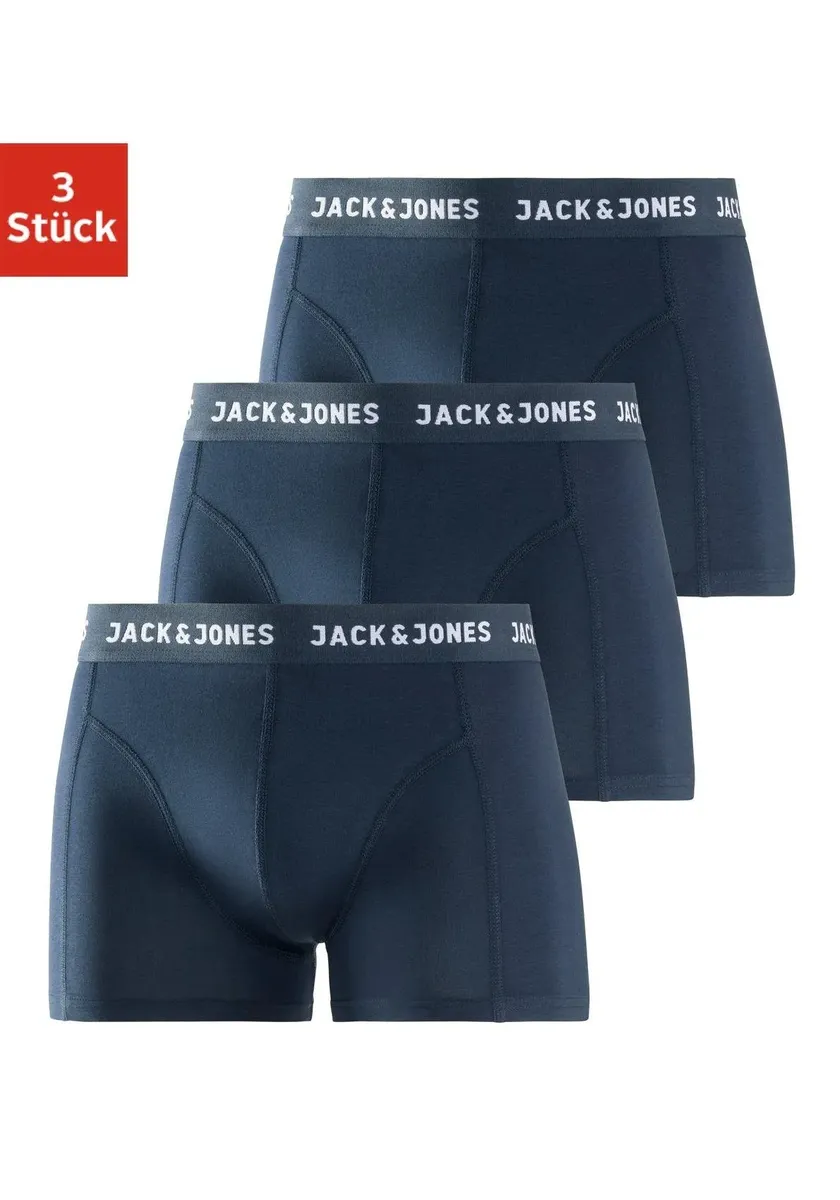 

Боксеры Jack & Jones (3 шт. в упаковке) с тканым поясом с логотипом, цвет морской волны