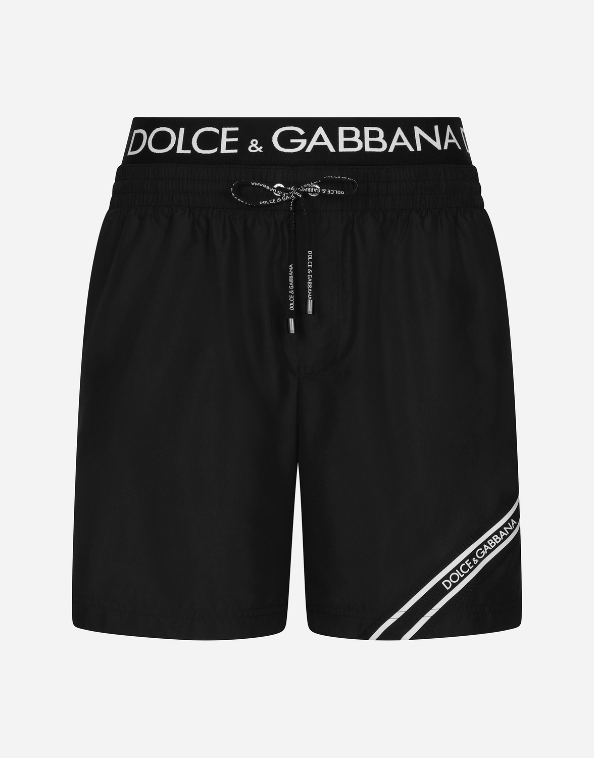 

Плавательные шорты средней длины с фирменной лентой Dolce & Gabbana, черный