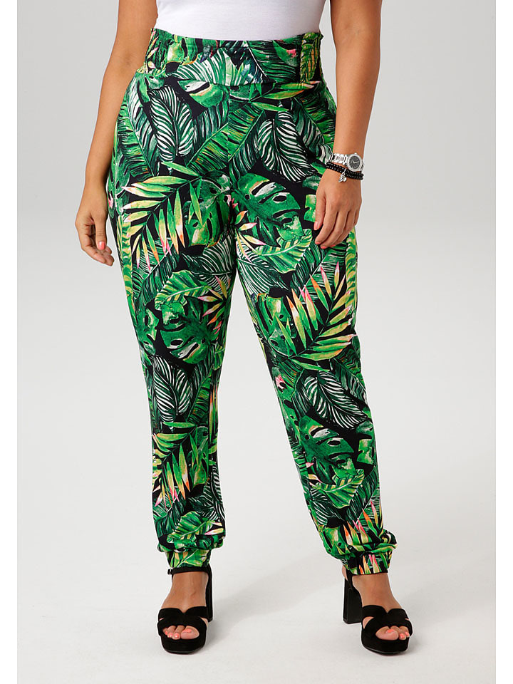 

Тканевые брюки Aniston, черный/зеленый