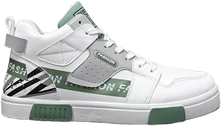 

Мужские кроссовки большого размера с высокими берцами, противоскользящей резиновой подошвой, дышащие и удобные, подходят для активного отдыха и повседневной носки Fmshi, белый/зеленый