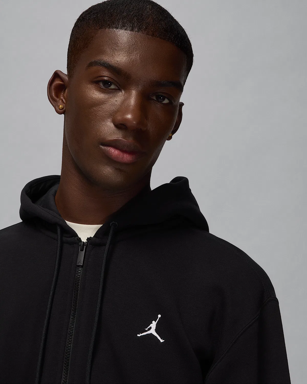 Мужская худи на молнии Jordan Brooklyn Fleece, Black/White — фото 3