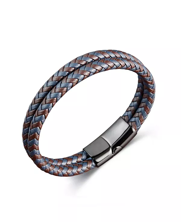 

Черный браслет из двухслойной кожи и нержавеющей стали Rhona Sutton, black