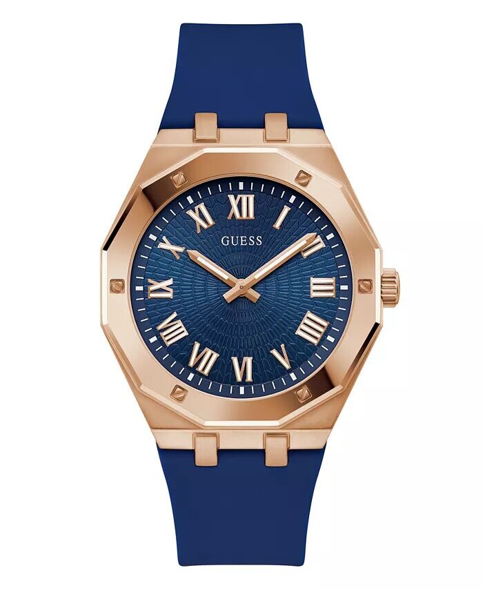 

Мужские аналоговые синие силиконовые часы 42 мм GUESS, синий