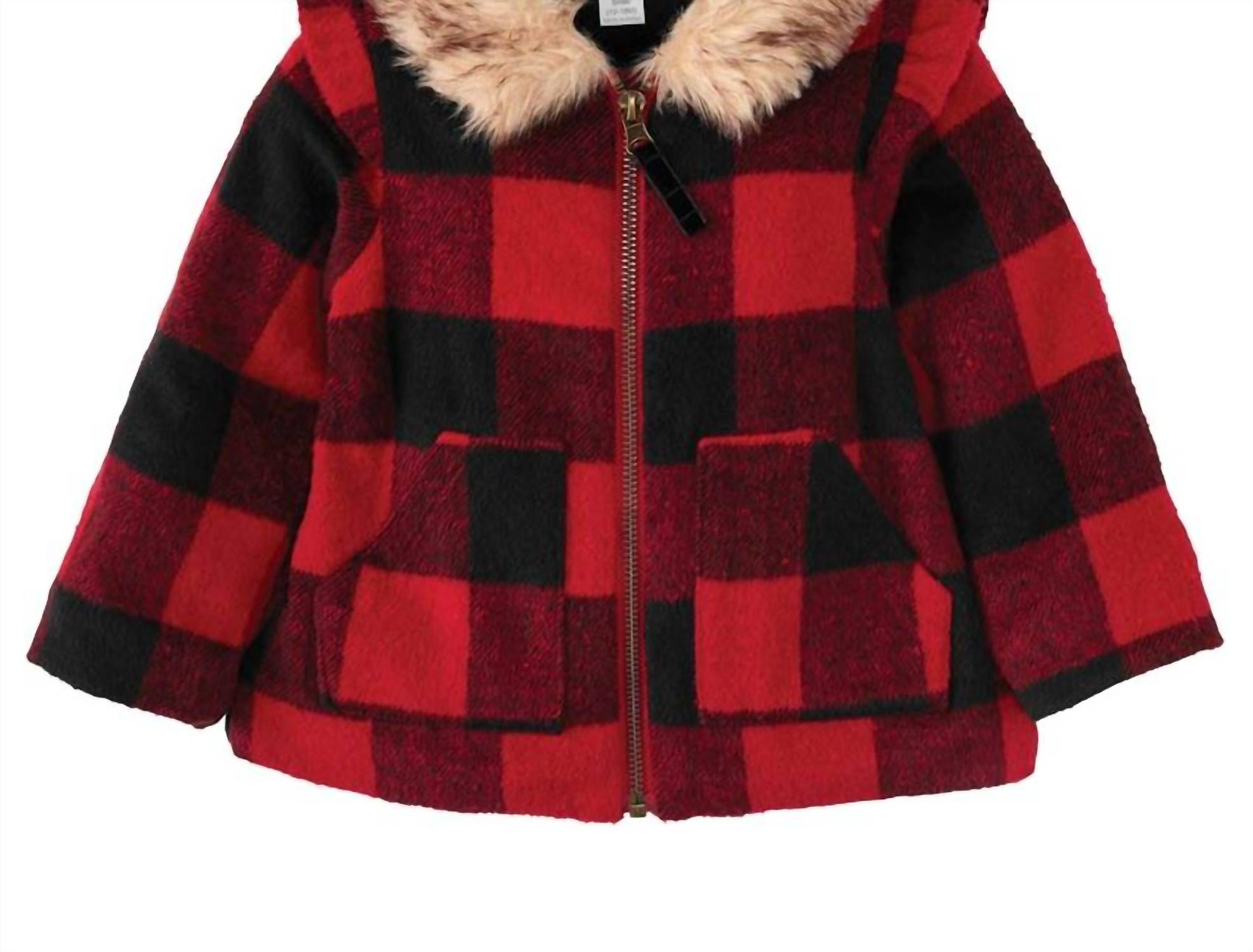 

Пальто для девочек в клетку Buffalo Check, красное mudpie