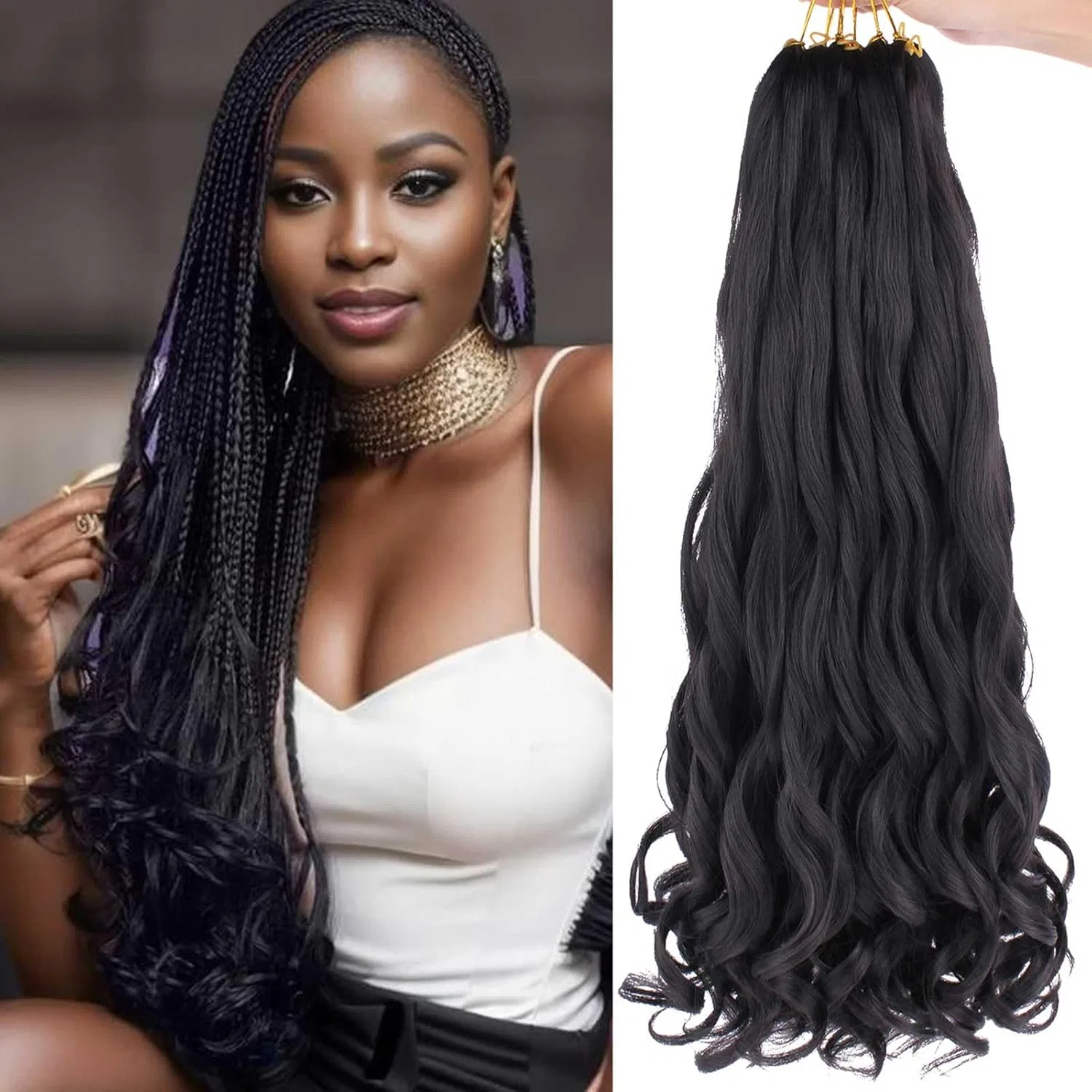 Наращивание волос Xtrend French Curly Bouncy Loose Wavy Braiding Hair Yaki Texture Xtrend, Black