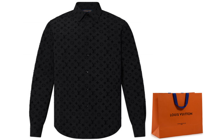 Флокированная монограмма Классическая рубашка LOUIS VUITTON, Сумка для покупок в комплекте — фото 4