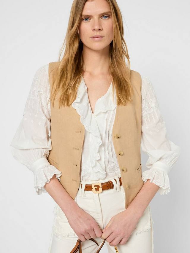 

Роскошный льняной жилет rimelle Gerard Darel, песочный