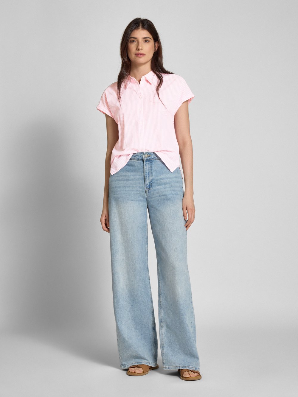 

Блузка свободного кроя из чистого хлопка Tom Tailor Denim, розовый
