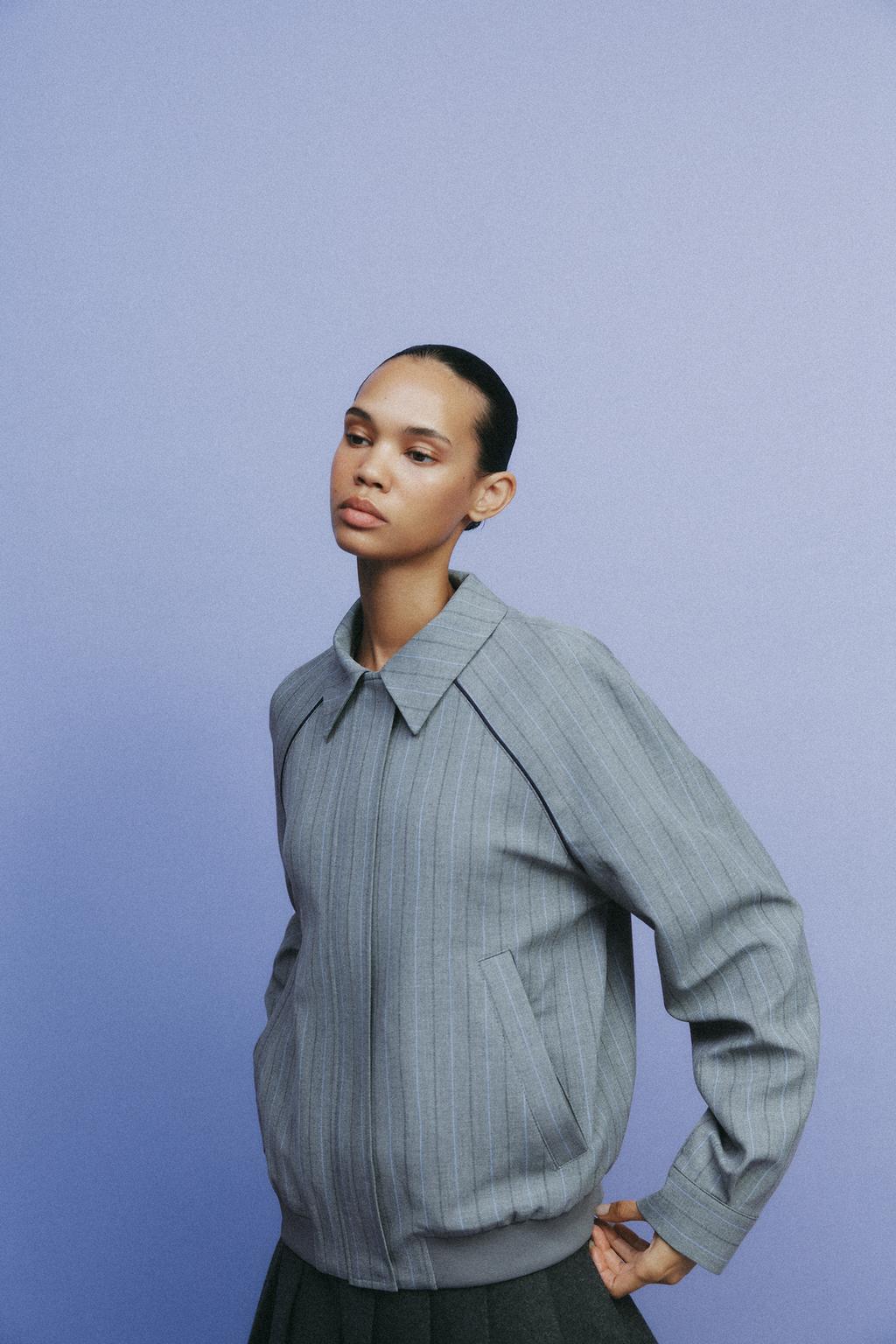 

Полосатая куртка - бомбер ZARA, цвет Mid-grey
