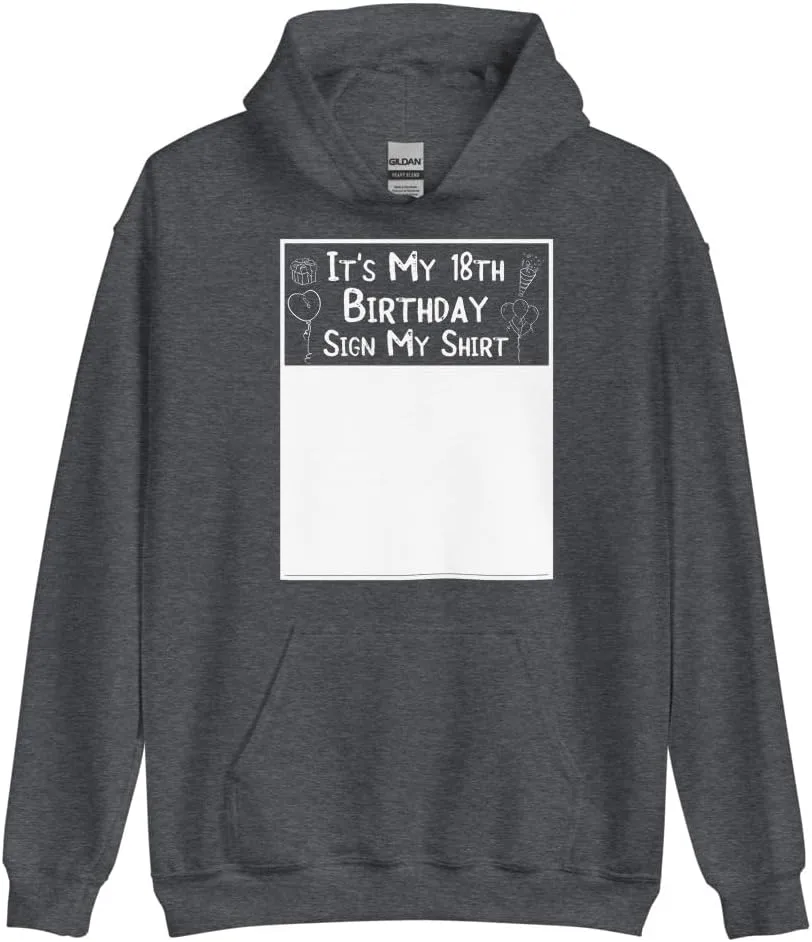 Футболка с надписью "It's My 18th Birthday Sign My Hoodie" | Унисекс худи на 18-летие Generic, Dark Heather