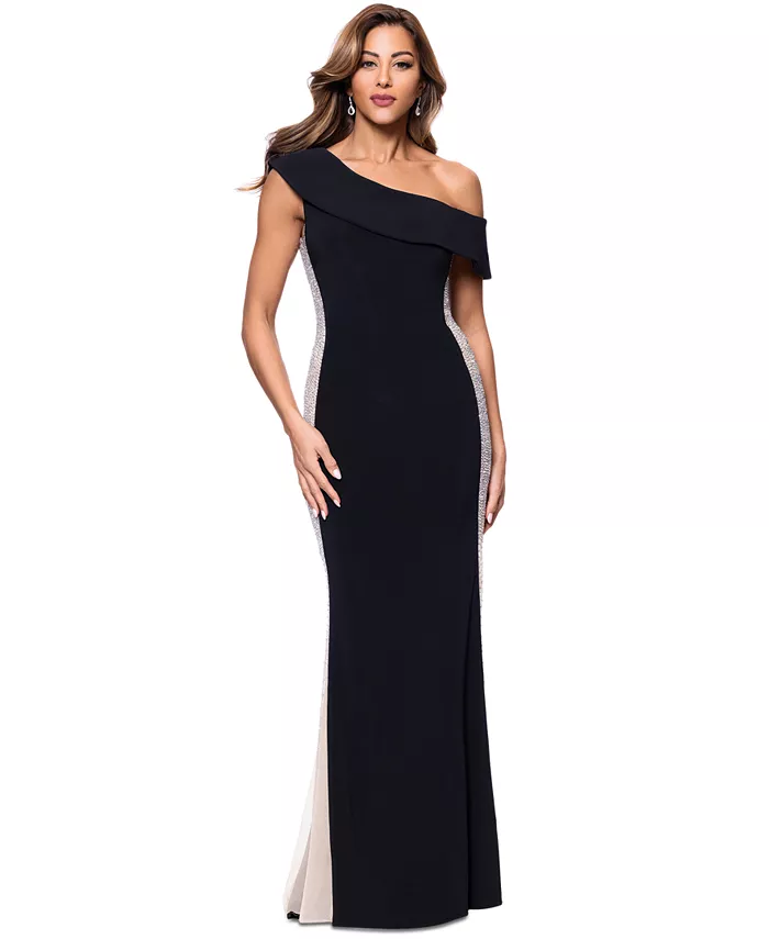 

Женское платье с асимметричным вырезом и цветными блоками Gown XSCAPE, мультиколор
