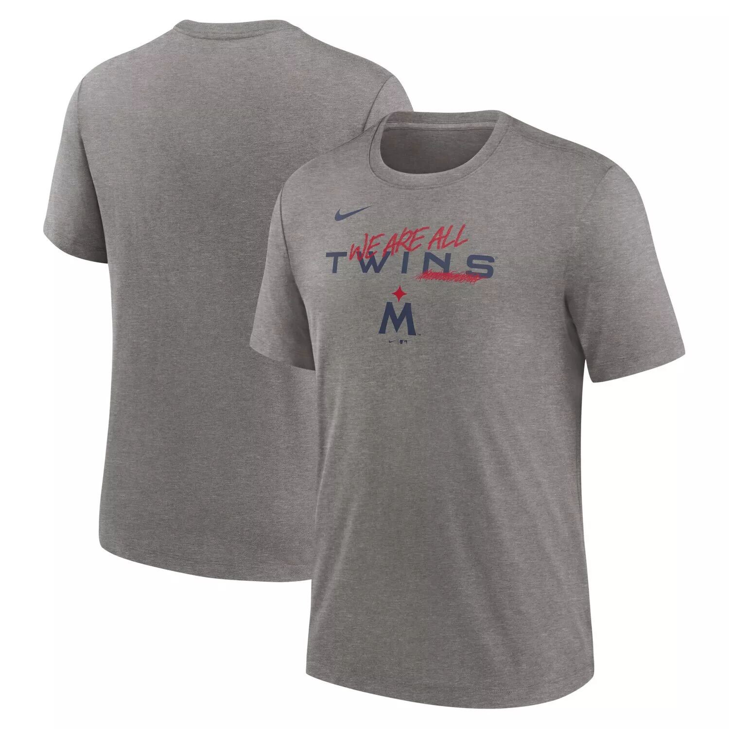 Мужская футболка Heather Grey Minnesota Twins We Are All Tri-Blend Nike — фото 4