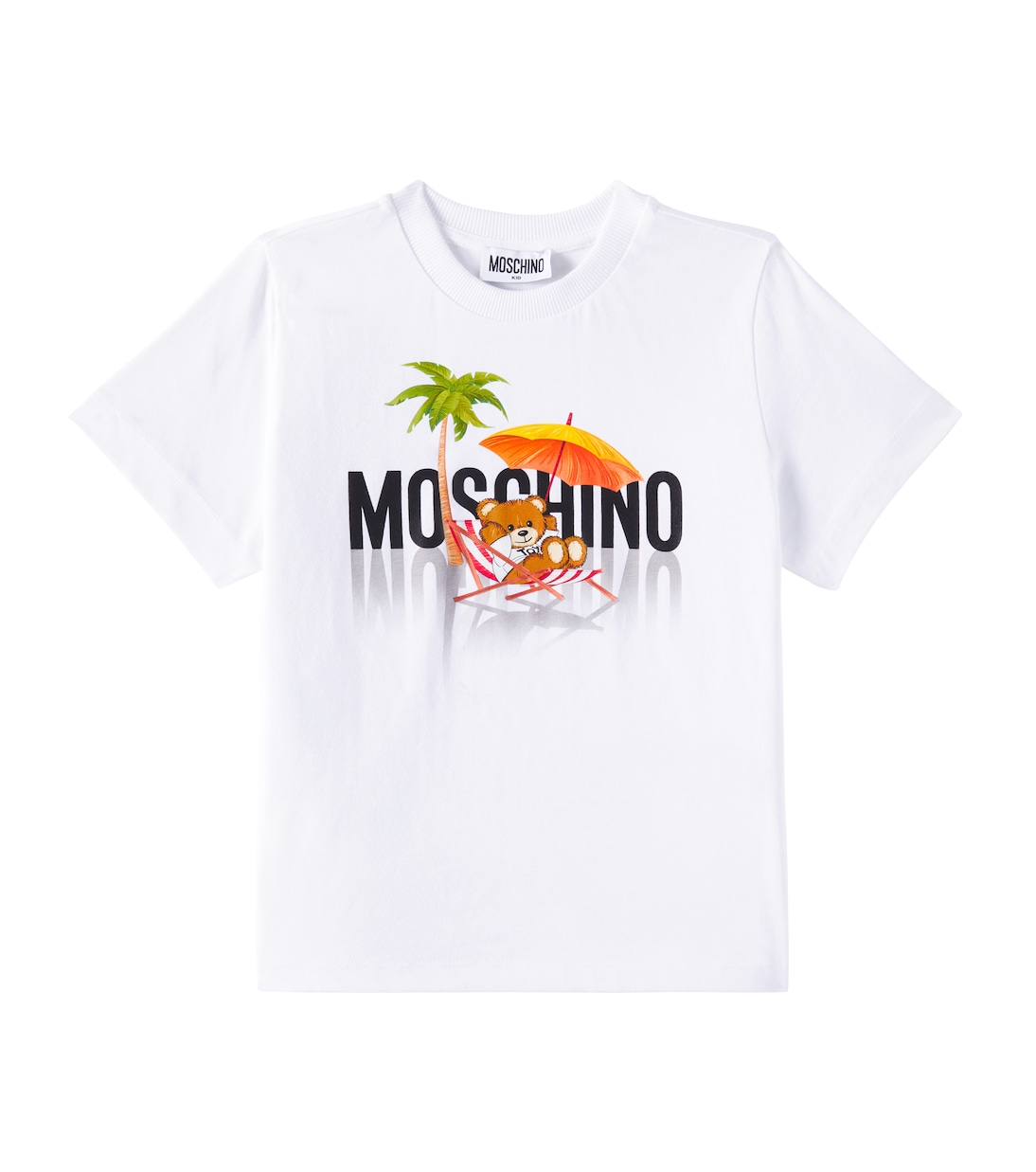 

Футболка из хлопкового джерси с плюшевым мишкой Moschino Kids, Bianco Ottico