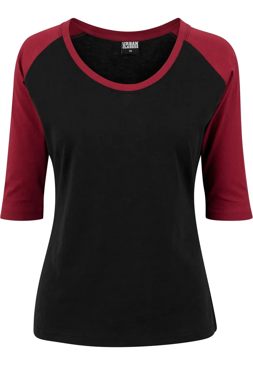 

Рубашка с короткими рукавами URBAN CLASSICS " Urban Classics Women's Ladies 3/4 Contrast Raglan Tee", бордовый