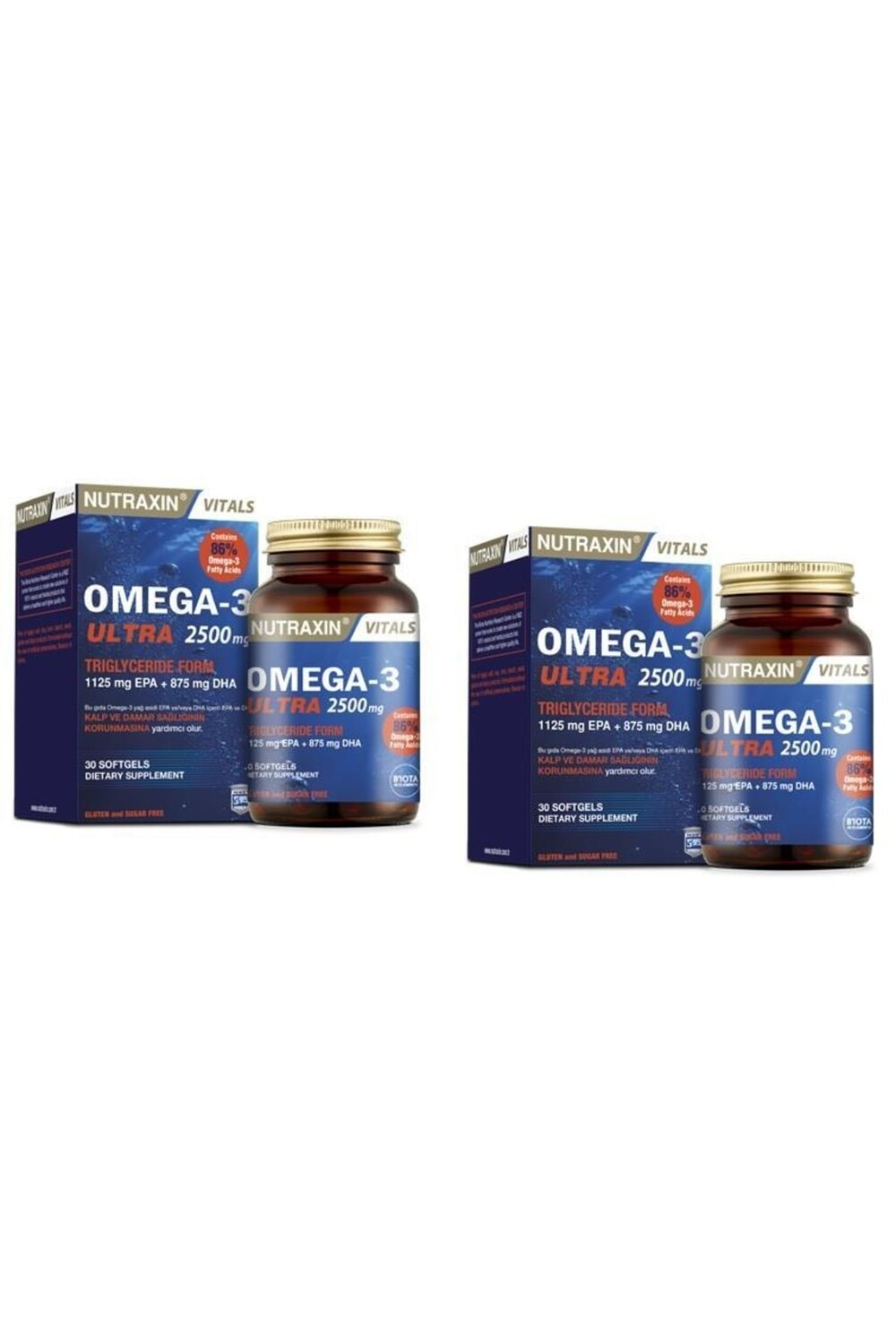 

Nutraxin Омега 3 ультра 2500 мг 30 мягких капсул по 2 штуки