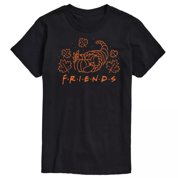 

Футболка с логотипом Big & Tall Friends и графическим изображением рога изобилия Licensed Character, черный