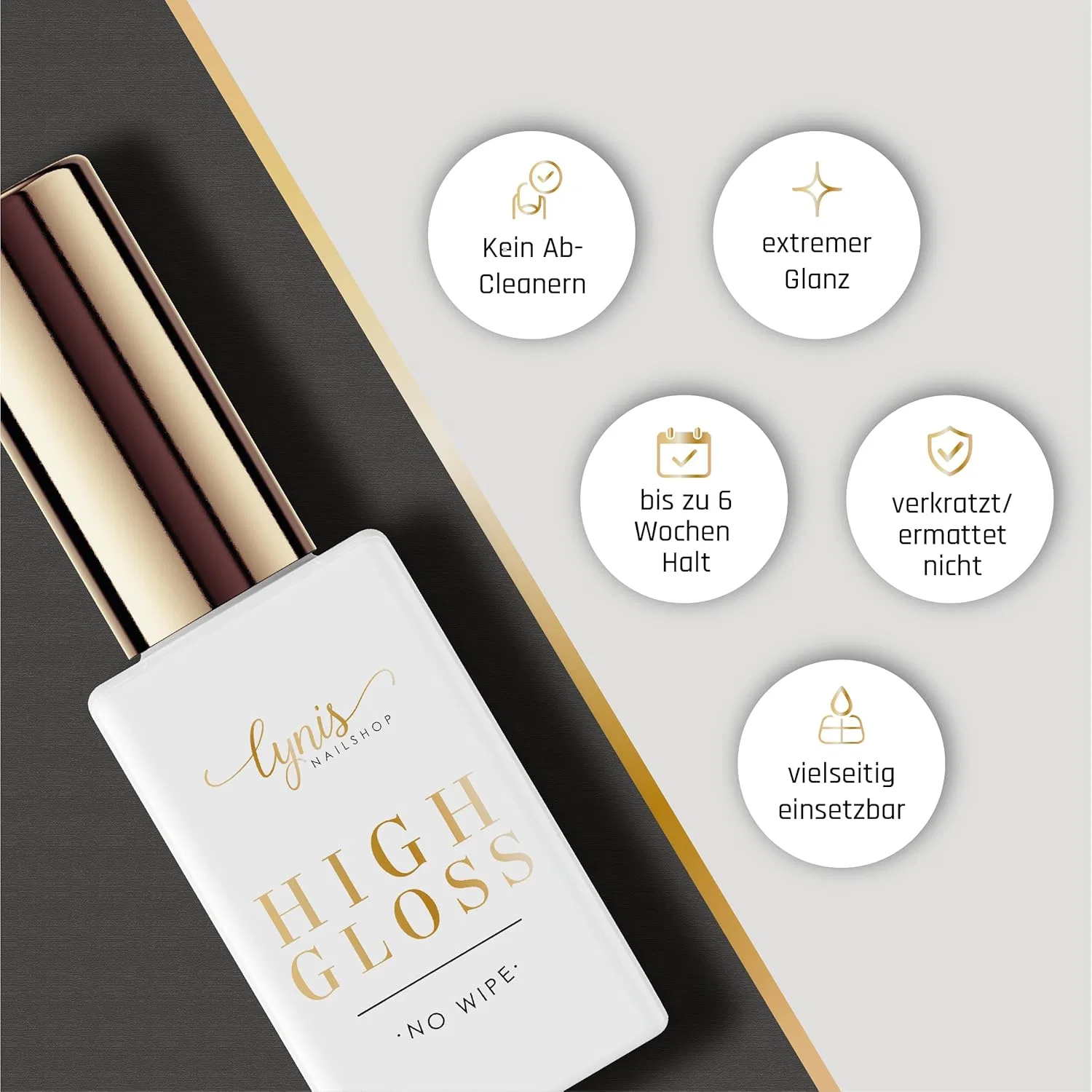Верхнее покрытие для ногтей Lynis-Nailshop.de High Gloss Top Coat UV, 10 мл Lynis Nailshop, 10 Ml, High Gloss — фото 4