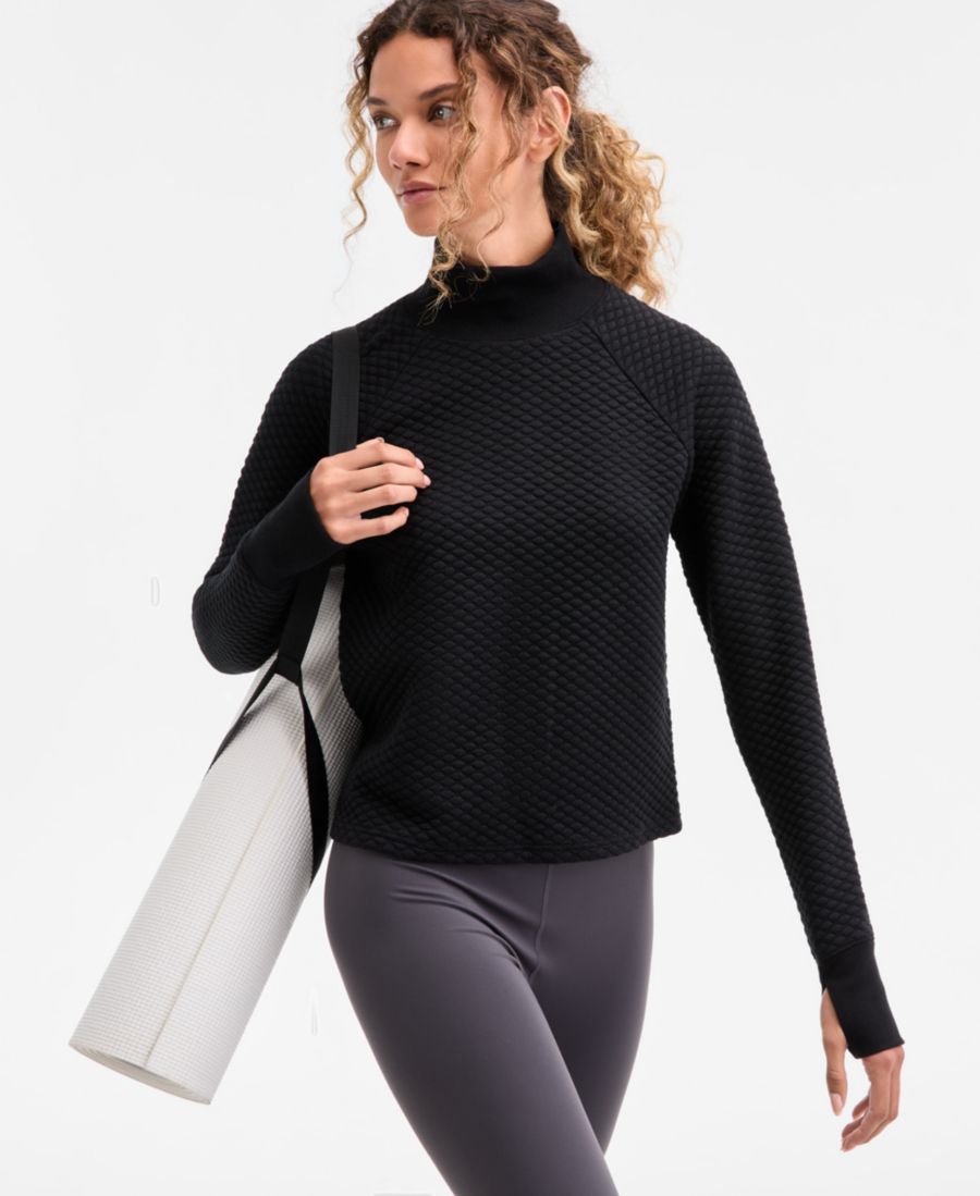 

Женский свободный стеганый свитер с высоким воротником ID Ideology, Deep Black