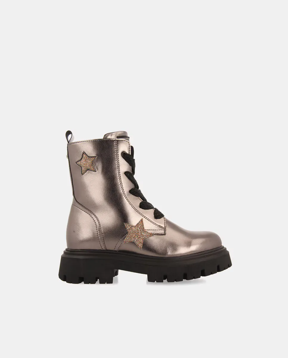 

Металлизированные ботинки в стиле милитари с блестками Gioseppo, серебрянный