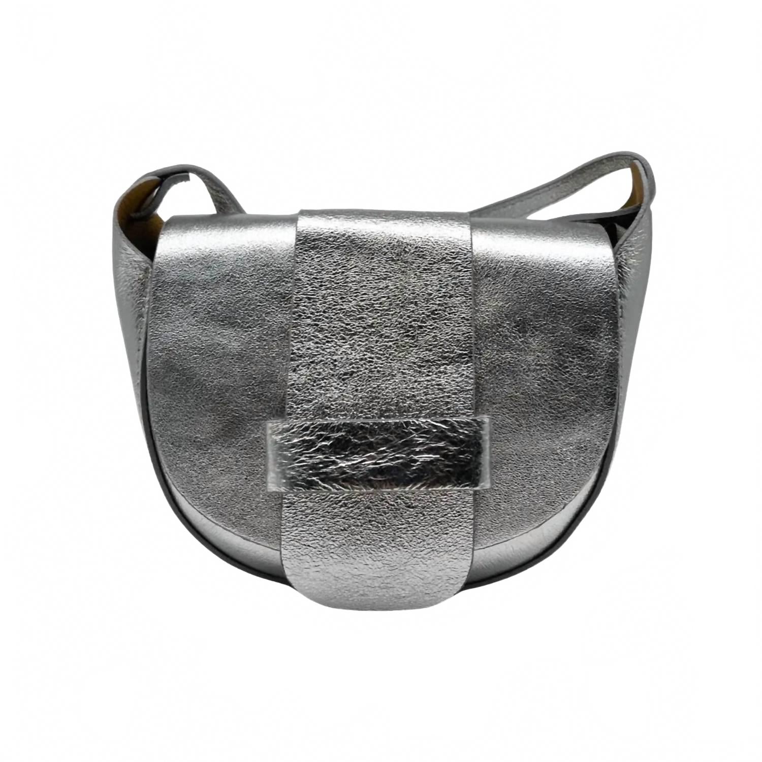 

Женская сумка Margot из металлизированной кожи серебристого цвета Made in Italy