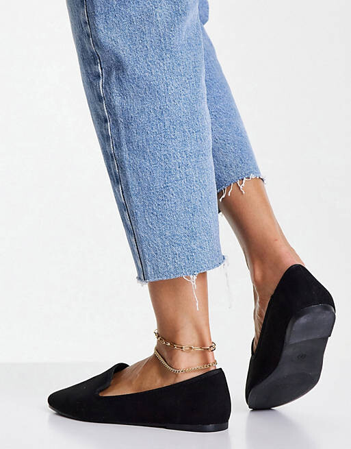 Черные балетки-тапочки ASOS DESIGN Wide Fit Lakeside