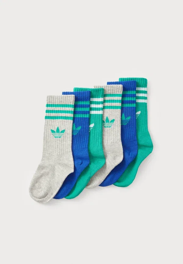 Носки 3S crew s 6p k Adidas Originals, средне-серый меланж/темно-синий/зеленый