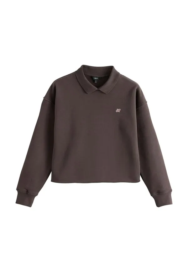 

Укороченная толстовка с воротником и графическим принтом, прямого кроя. Next, Chocolate Brown, Коричневый, Укороченная толстовка с воротником и графическим принтом, прямого кроя. Next, Chocolate Brown