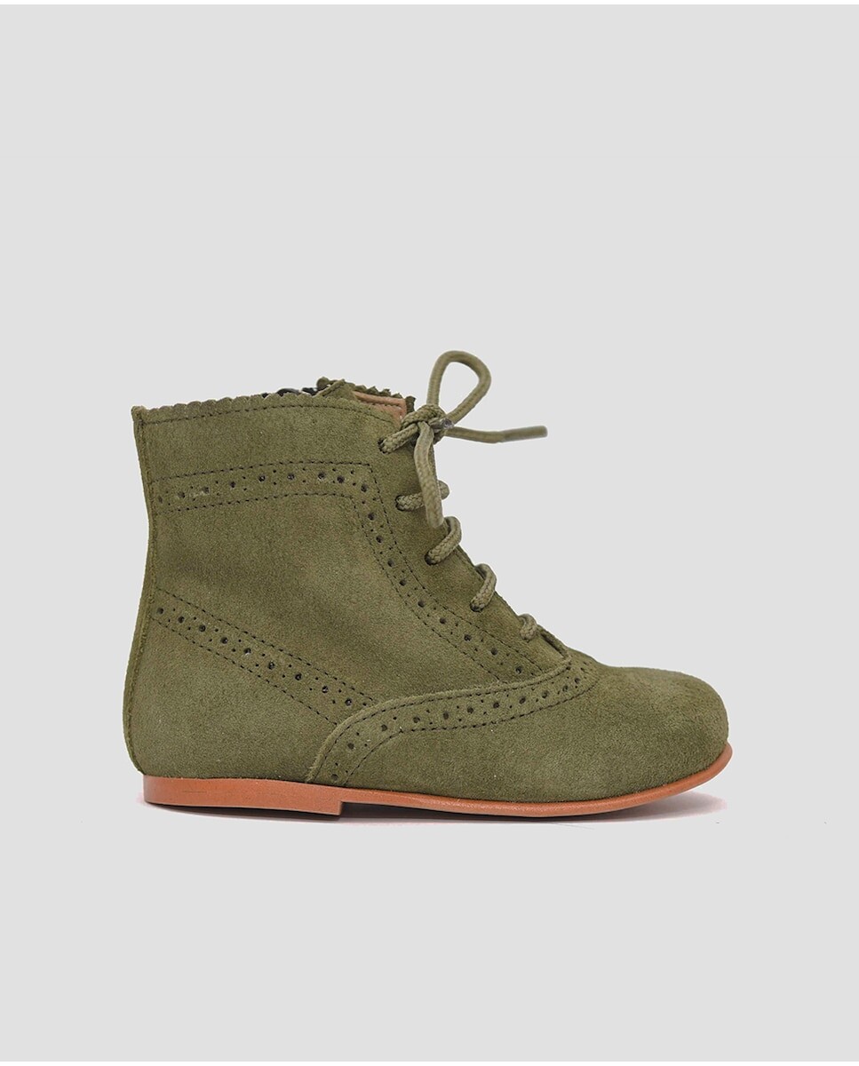 

Детские ботинки из зеленой замши с кружевной застежкой Mr. Mac Shoes, зеленый