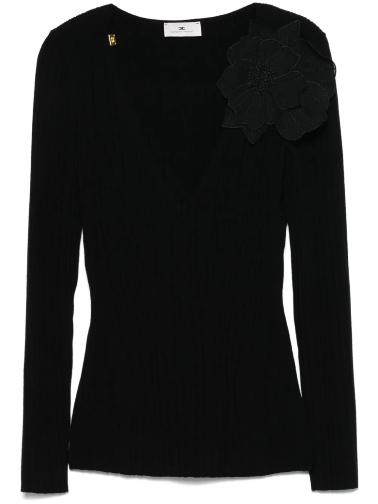 

Elisabetta Franchi топ с цветочной аппликацией, черный