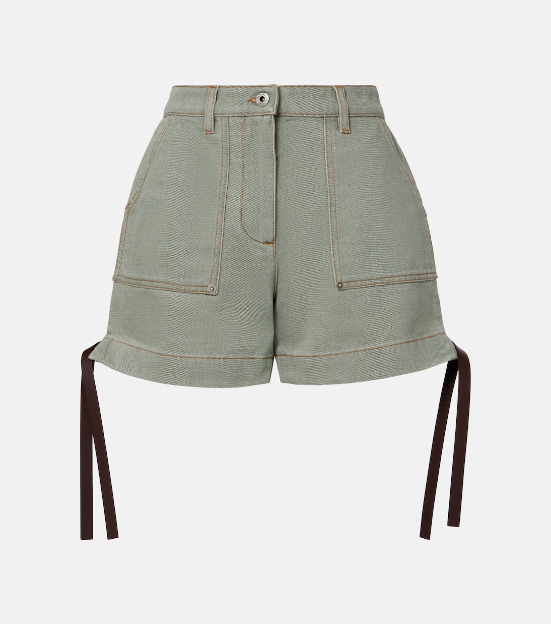 

Хлопковые карго-шорты с высокой посадкой Loewe, Khaki Green