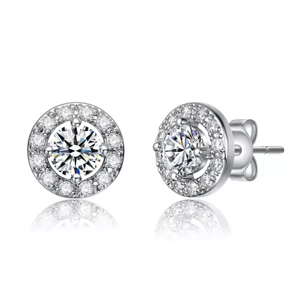 

Элегантные серьги-гвоздики с ореолом из кубического циркония Rachel Glauber, white