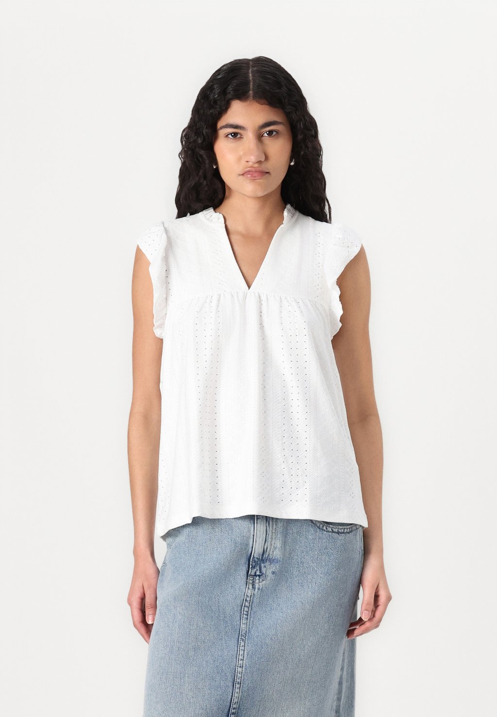 

Футболка с принтом CATHINKA V NECK FRILL - Blouse JDY, кремовый