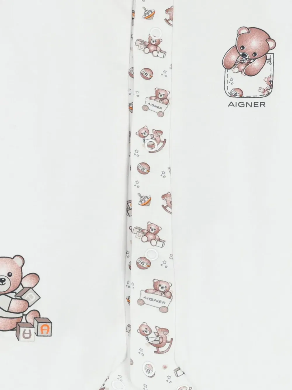 Детский комбинезон с принтом плюшевого мишки Aigner Kids, белый — фото 3