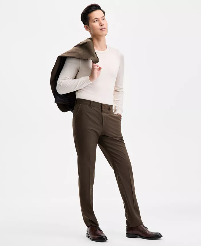 

Мужские однотонные брюки современного кроя Hugo Boss, коричневый