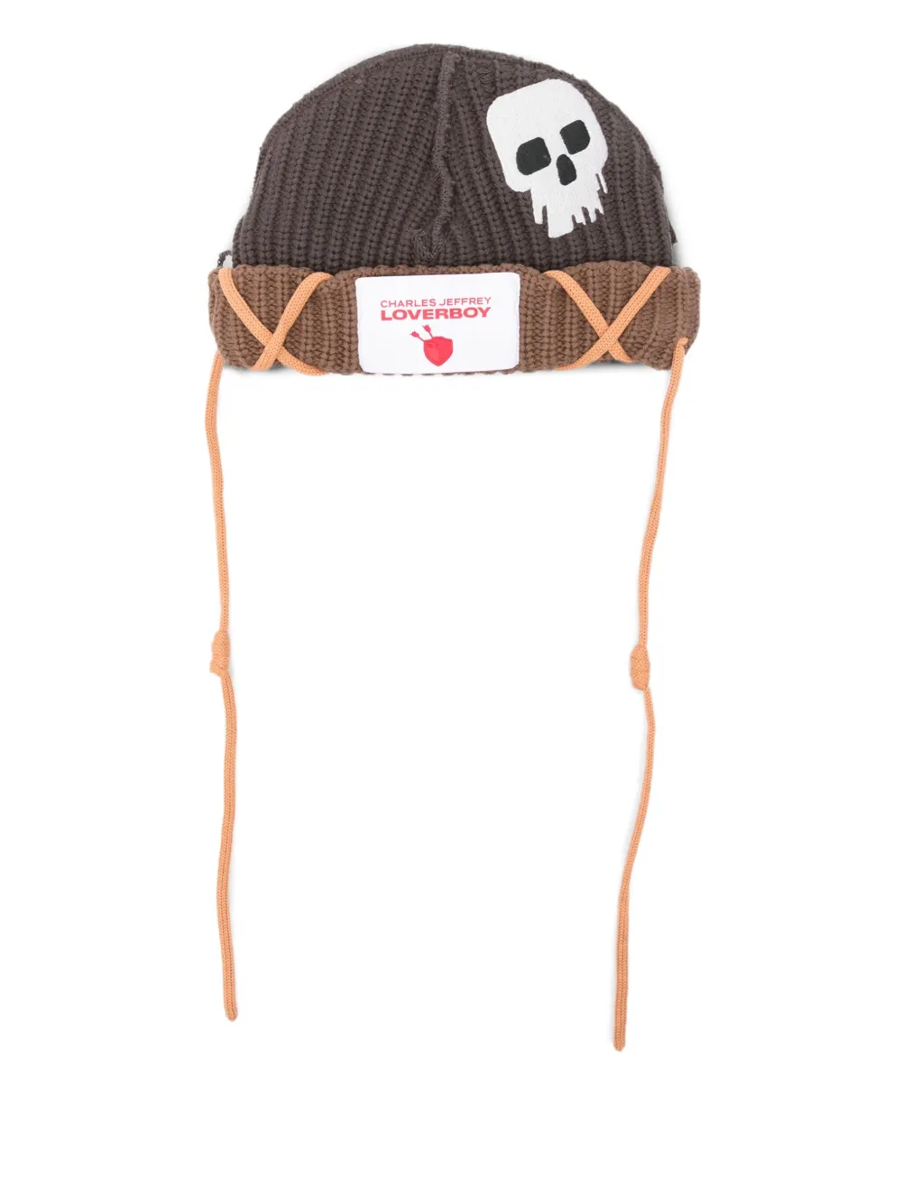 

Шапка с аппликацией в виде черепа Charles Jeffrey Loverboy, коричневый