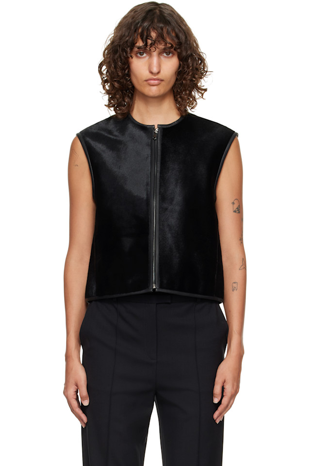 

Жилет из кожи с эффектом пони от Ampas Loulou De Saison, черный