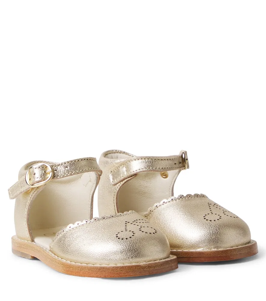 Сандалии Baby Luna из металлизированной кожи Bonpoint, золото