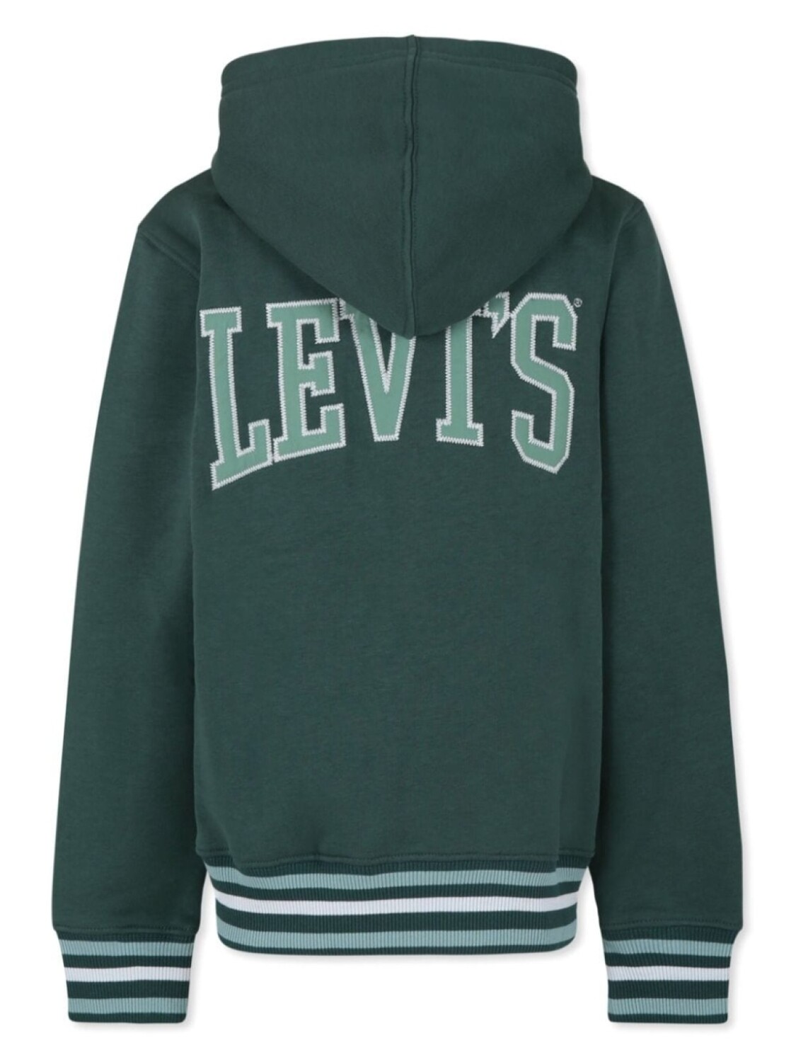 Толстовка с капюшоном Levi's Kids на молнии с отделкой в полоску, зеленый — фото 2