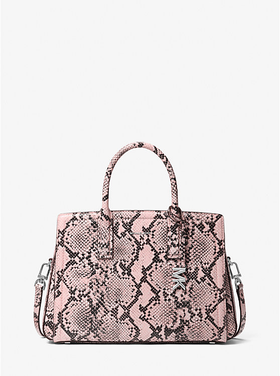 

Laila средняя кожаная сумка с тиснением под змею Michael Kors, розовый