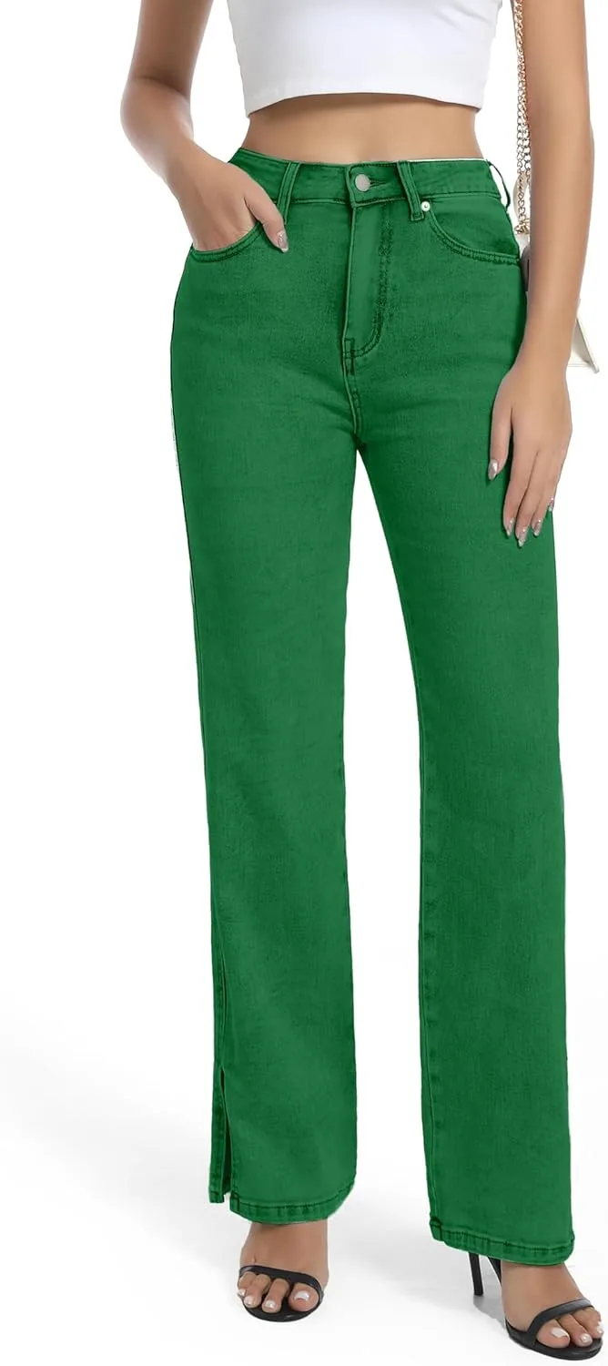 

Женские джинсы High Waisted Stretchy Straight Leg с разрезом Guaile