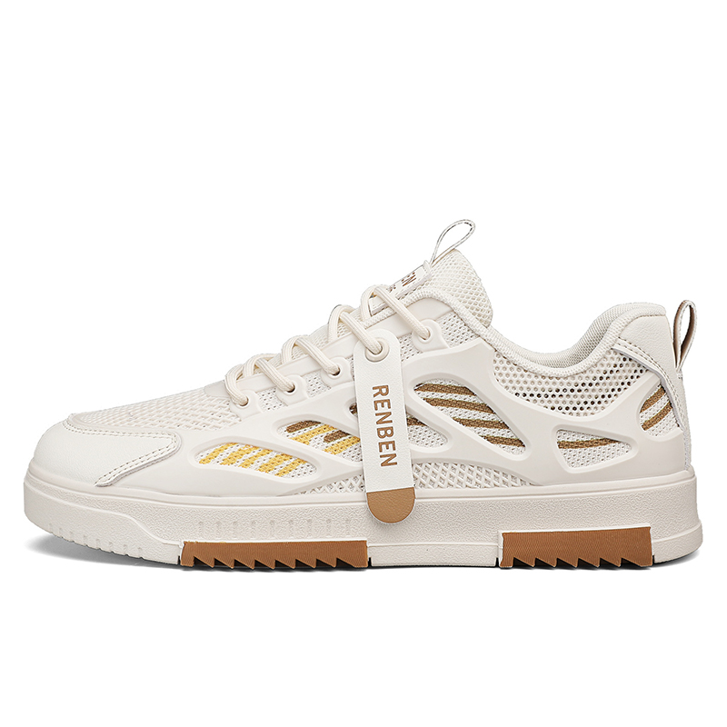 

RENBEN Скользостойкие и износостойкие мужские скейтерские кроссовки низкие бежево-коричневые, цвет Beige Brown