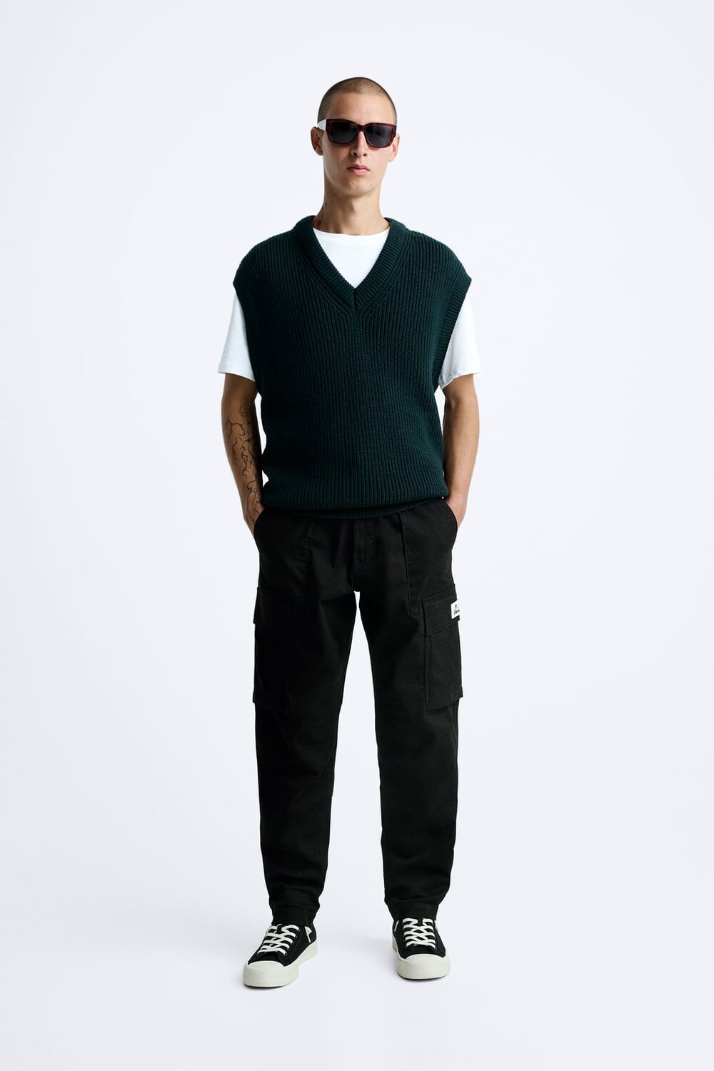 

Брюки карго свободного кроя ZARA, черный