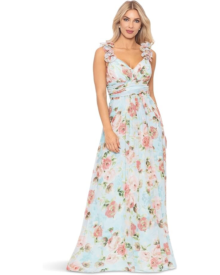 

Платье Betsy & Adam Long Wrap Floral Wrap, цвет Blue/Multi