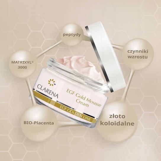 Крем для лица Clarena — Пептидный в муссе с коллоидным золотом и BIO-Placenta EGF Gold Mousse Cream, 50 мл — фото 2