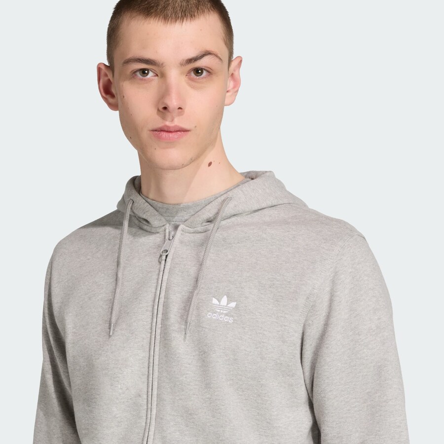 Толстовка с капюшоном на молнии ADIDAS ORIGINALS Trefoil Essentials, пятнистый серый — фото 4