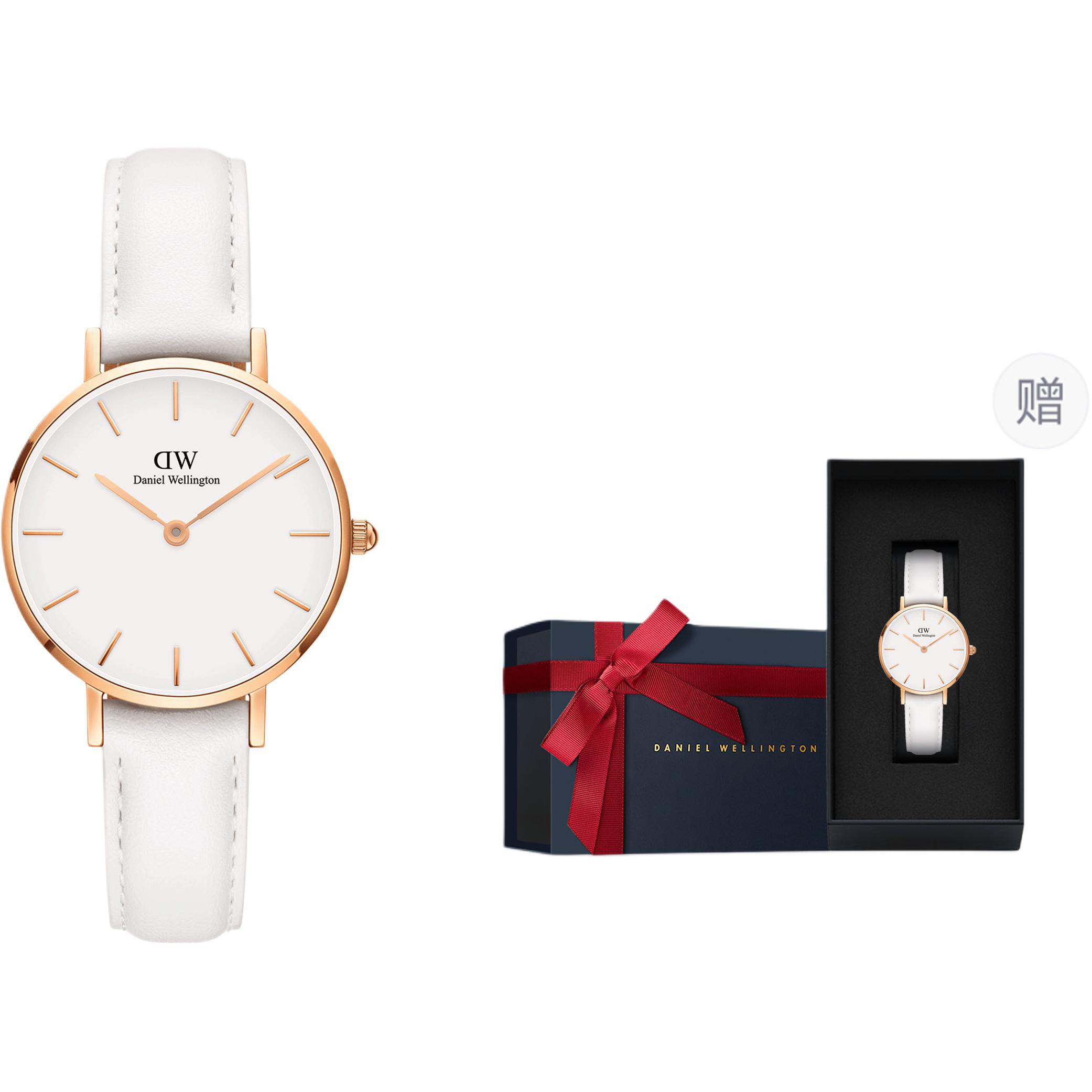 

DW/DanielWellington Часы Daniel Wellington DW Watch Girl Wrist Watch Quartz Movement Genuine Leather Strap 28mm White Dial Women's Watch, Brand-New Limited Cherished Blue Box-Pure White Cow Leather Golden Watch
